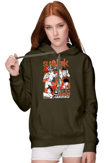 Women's hoodie with prints Slam Dunk Hanamichi Sakuragi. Anime, basketball, comedy, hanamichi sakuragi, manga, school, shonen, slam dunk, sports anime. 2070702