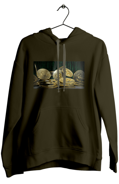 Жіноче худі з принтом "Біткойн". Багатство, біткойн, валюта, гроші, криптовалюта, курс, майнінг, матриця, монета, розкіш, цифровий світ. 2070702