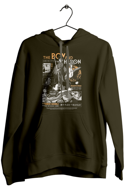 Women's hoodie with prints The Boy and the Heron. Boy and bird, cartoon, ghibli, japan, miyazaki, studio ghibli. 2070702