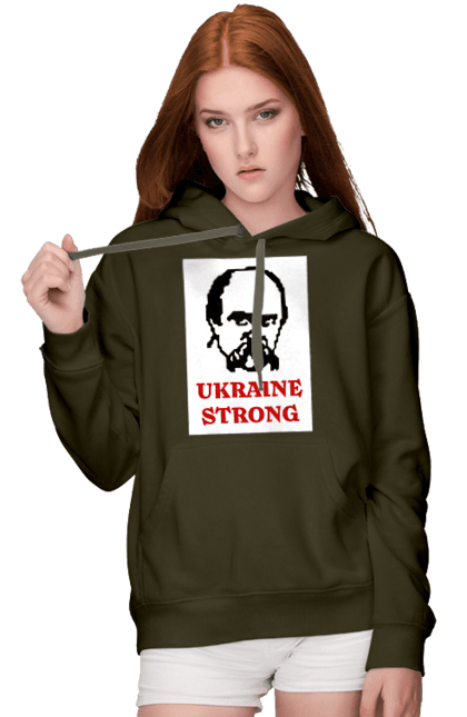 Женское худи с принтом Тарас Шевченко. Бавовна, війна, герб, доброго вечора, зсу, прапор україни, русский военный корабль, тарас, тарас шевченко, шевченко. 2070702