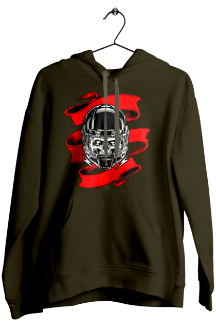 Жіноче худі з принтом "Череп в мотошоломі". Мото, стрічка, череп, шолом. 2070702