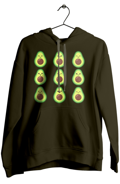 Women`s hoodie with prints Avocado Mood. Avocado, emotion, food. 2070702