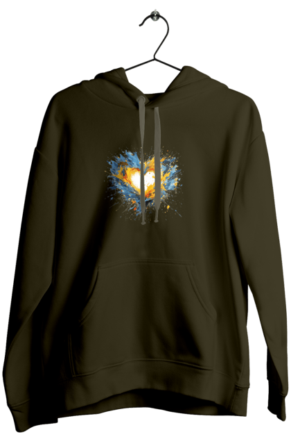 Women`s hoodie with prints Patriot heart. Heart, patriotic, ukraine, ukrainian, ukrainian flag. 2070702