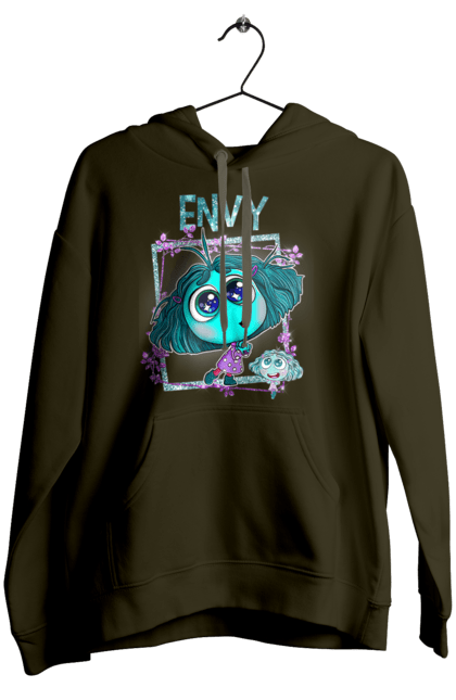 Women's hoodie with prints Inside Out Envy. Cartoon, emotions, envy, inside out, pixar. 2070702