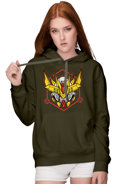 Women's hoodie with prints Gundam Barbatos Lupus Rex. Anime, asw g 08, barbatos lupus rex, game, gundam, manga, robot, video game, war. 2070702