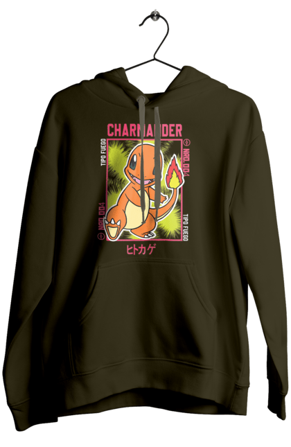 Women's hoodie with prints Pokemon Charmander. Anime, charmander, games, nintendo, pokemon, pokemon go. 2070702