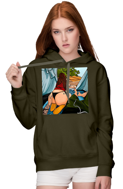 Women`s hoodie with prints Rest With Favorite In The Tent. Ass, dog, tent, vacation. 2070702