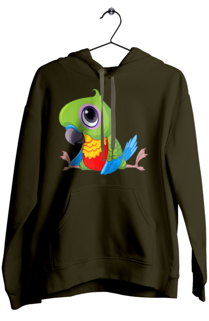 Женское худи с принтом Попугайчик. Мило, попугай. 2070702