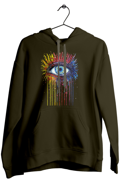 Жіноче худі з принтом "Барвисто Тече Око". Очей, фарби. 2070702