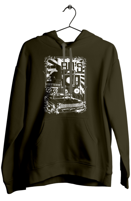 Women`s hoodie with prints 80 E, Machine And Music. 80, 80s, machine, music. 2070702