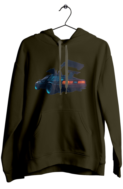 Women`s hoodie with prints DeLorean from back to the future. Car, delorean, from film. 2070702