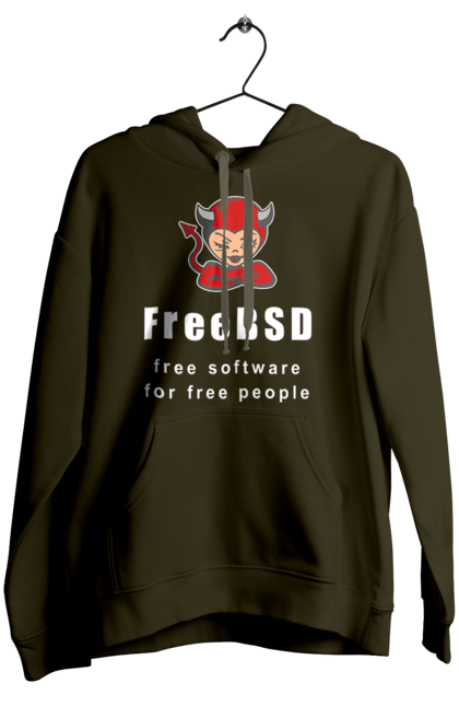 Жіноче худі з принтом "Freebsd Для Вільних". Bsd, freebsd, unix, адміністратор, айті, айтішник, безкоштовна, безкоштовно, бестія, білий, вільна, демон, демонесса, доступність, незалежність, операційна система, ос, програміст, програмне забезпечення, свобода, сисадмін, система, системний адміністратор, софт, текст, червоний. 2070702