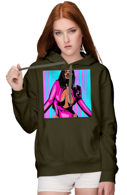 Женское худи с принтом Девушка С Глубоким Декольте. 18, голая, девушка, сиськи. 2070702