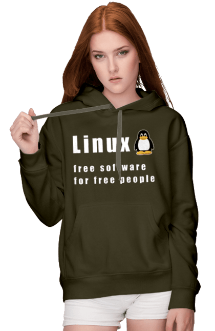Жіноче худі з принтом "Linux Вільний Для Вільних". Linux, адміністратор, айті, айтішник, безкоштовна, безкоштовно, білий, вільна, доступність, незалежність, операційна система, ос, пінгвін, програміст, програмне забезпечення, свобода, сервер, сисадмін, система, системний адміністратор, софт, текст. 2070702