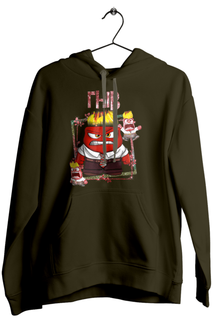 Women's hoodie with prints Inside Out Anger. Anger, cartoon, emotions, inside out, pixar, puzzle, thoughts inside out. 2070702