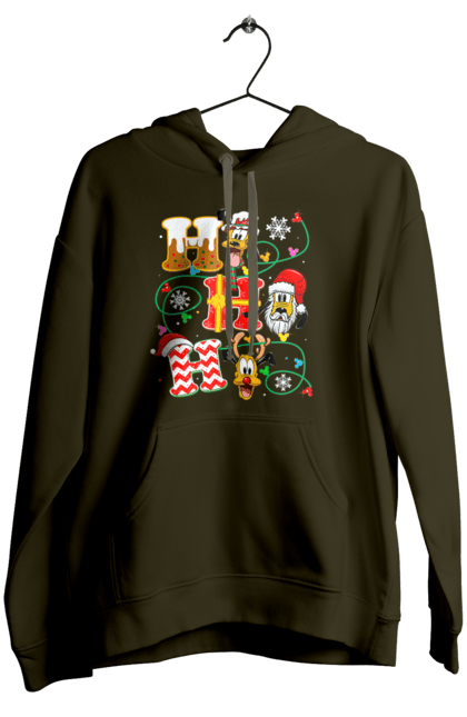 Women's hoodie with prints Merry Christmas. Cartoon, christmas, christmas, deer, disney, holiday, merry christmas, santa. 2070702