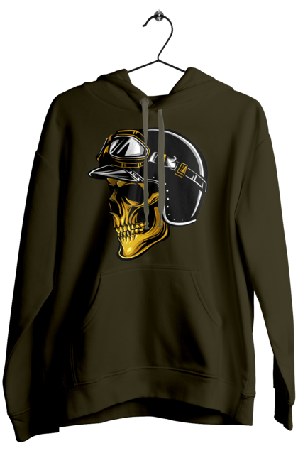 Жіноче худі з принтом "Череп в мотошоломі". Крутий, очі, череп, шолом. 2070702