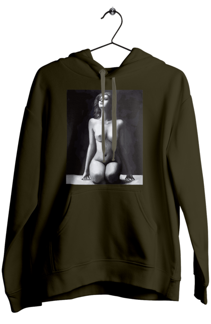 Women`s hoodie with prints Body beauty. Body beauty, breast, female body, women`s breasts. 2070702