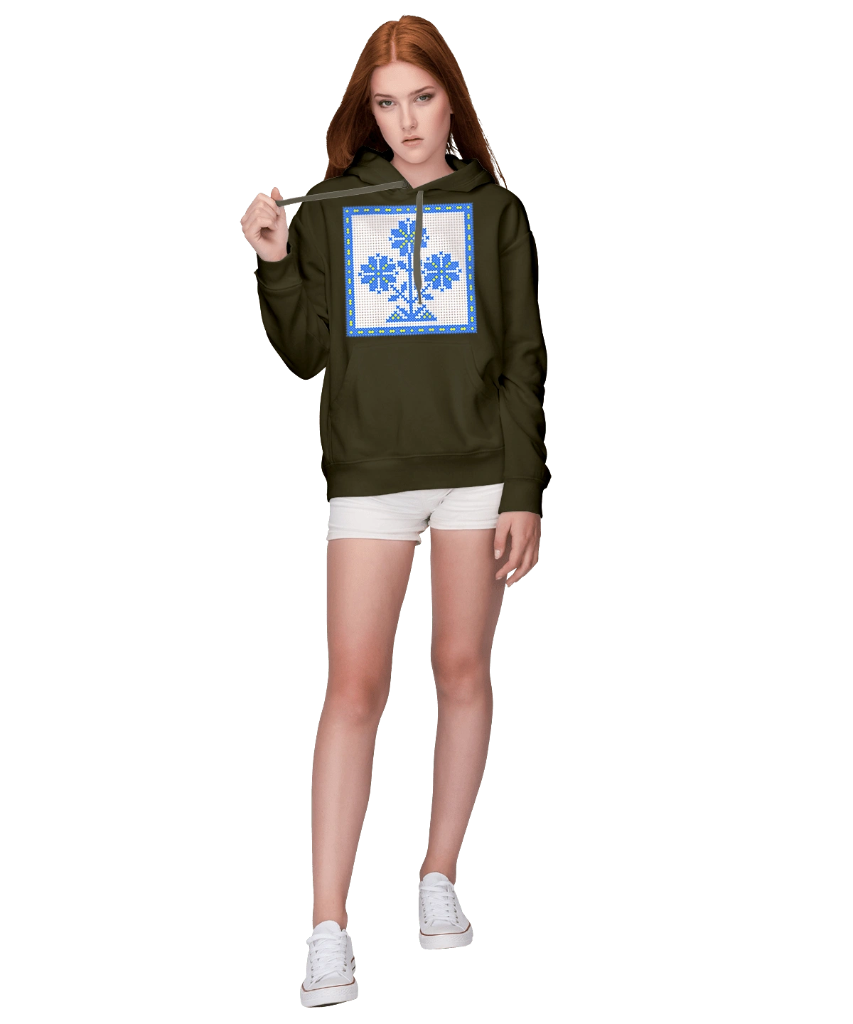 Желто голубая вышивка цветы