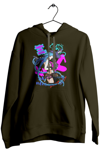 Women`s hoodie with prints Arcane. Animated series, arcane, fantasy, fortiche, jinx, league of legends, riot games, violet. 2070702