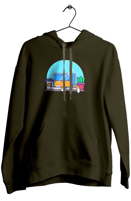 Жіноче худі з принтом "Кіт програміст". Angular, c, css, html, it, javascript, jquery, php, python, react, svelt, vue, айтишник, айті, гумор, код, кодувати, прогер, програміст, програмісти, ти ж, ти ж програміст, тиж програміст. 2070702