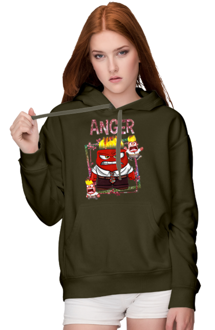 Women's hoodie with prints Inside Out Anger. Anger, cartoon, emotions, inside out, pixar, puzzle, thoughts inside out. 2070702