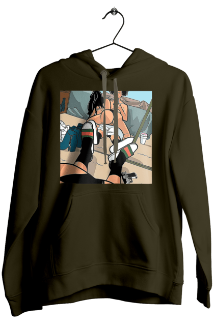Women`s hoodie with prints Naked Selfie In The Mirror. Ass, from above, selfie. 2070702
