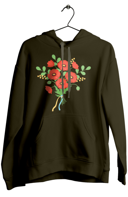 Жіноче худі з принтом "Червоні маки". Квіти, мак, прапор україни, символ україни, традиції україни, україна, червоні маки. 2070702