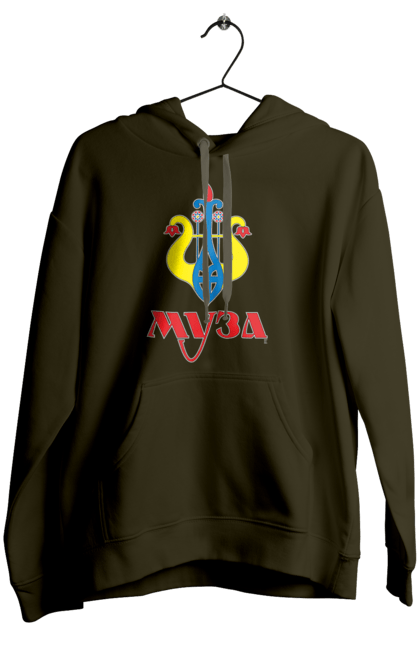 Women`s hoodie with prints MUSE dark background female. Independence day, musé, patriotic, printing, sarabeevart, to buy, ukraine. 2070702