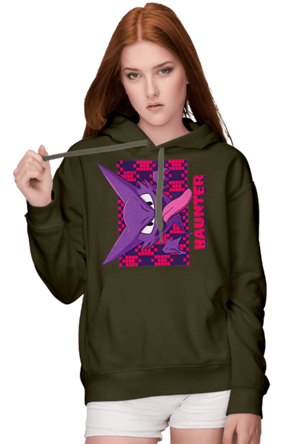 Women's hoodie with prints Haunter. Anime, games, haunter, nintendo, pokemon, pokemon go. 2070702