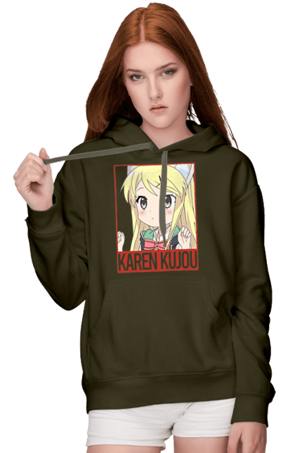 Жіноче худі з принтом "Золота мозаїка Карен Куджо". Anime, karen kujo, kiniro mosaic, kinmoza, manga, аніме, золота мозаїка, карен, карен куджо, манга. 2070702