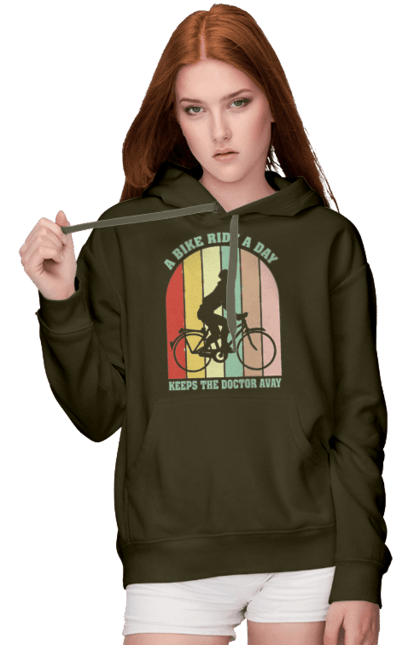 Women`s hoodie with prints Bike ride. Bike, bike ride, bike ride, burn, healthy lifestyle. 2070702