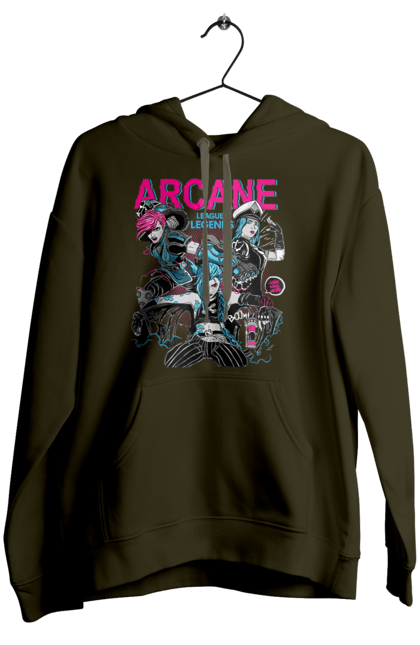 Women`s hoodie with prints Arcane. Animated series, arcane, fantasy, fortiche, jinx, league of legends, riot games, wai. 2070702