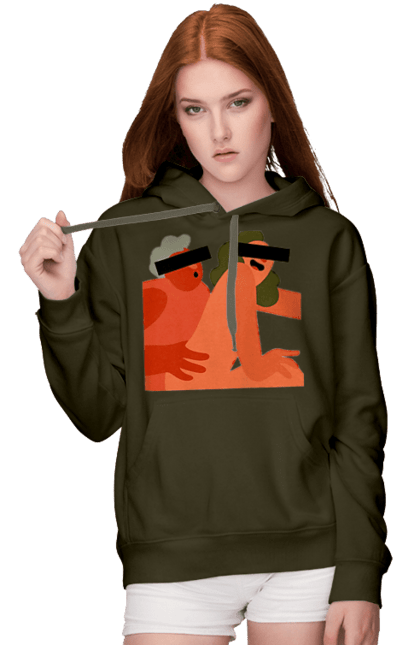 Women`s hoodie with prints Love and hidden camera. Chewing gum, friendship, fun, hidden camera, humor, love, peace, sex, smex. 2070702