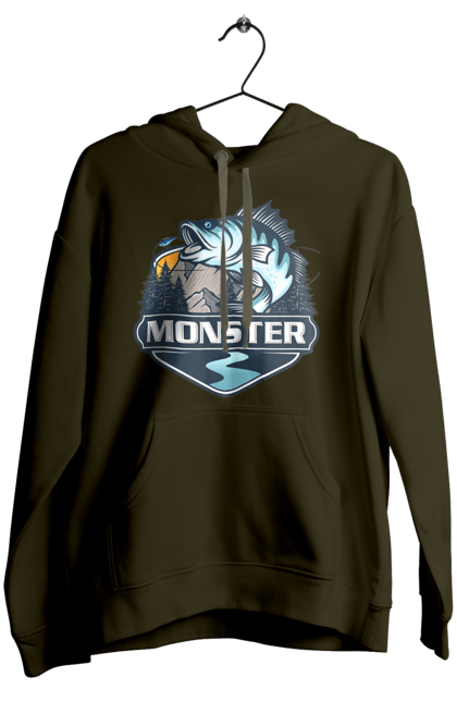 Жіноче худі з принтом "Рибалка". Монстер, рибак, рибалка, хоббі. 2070702