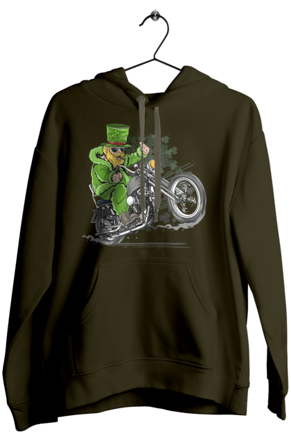 Жіноче худі з принтом "Патрік На Мотоциклі". Мотоцикл, патрик, свято. 2070702