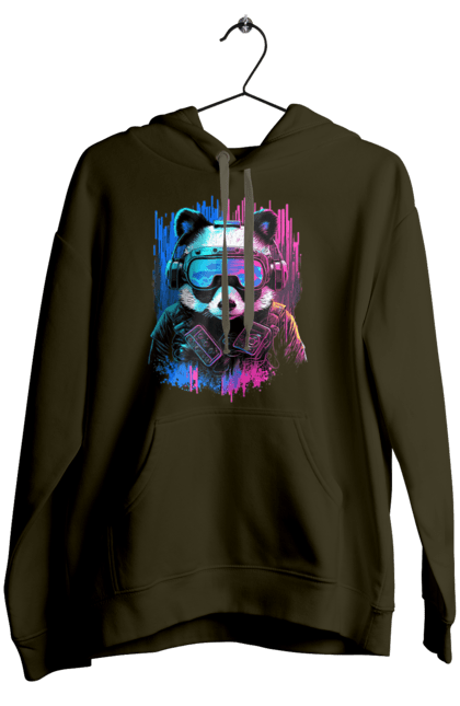 Жіноче худі з принтом "Панда в VR шолом". Віртуальна реальність, гік, панда, персонаж, шолом. 2070702