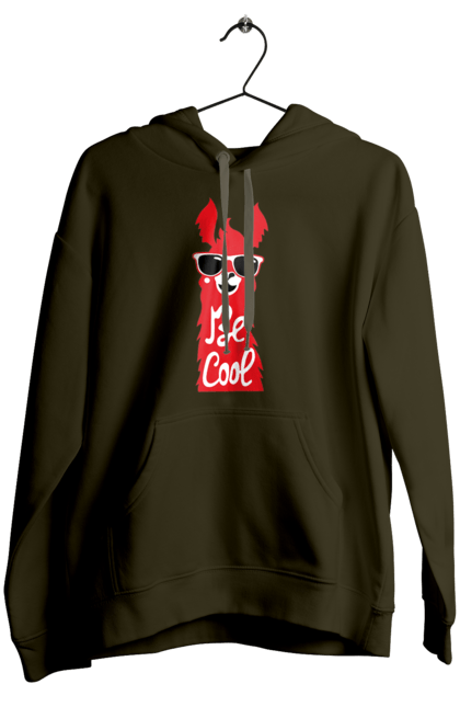 Women`s hoodie with prints Cool llama. Animals, cool, glasses, lama. 2070702