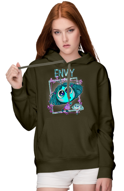 Women's hoodie with prints Inside Out Envy. Cartoon, emotions, envy, inside out, pixar. 2070702