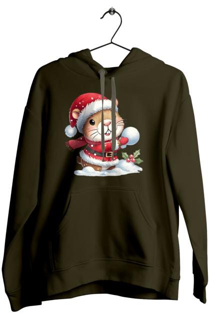 Women's hoodie with prints Capybara playing snowballs. Animal, capybara, christmas, christmas capybara, game, gift, holiday, new year, santa, snowballs. 2070702