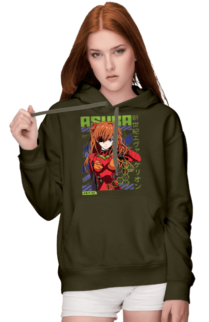 Women's hoodie with prints Evangelion Asuka. Anime, asuka, asuka langley sorry, eva 02, evangelion, eve, kaoru, manga, ray, shinji. 2070702