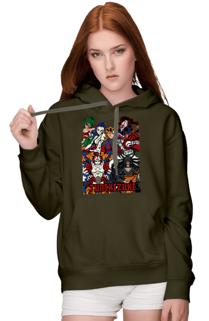 Women's hoodie with prints Demon Slayer. Anime, demon slayer, eternal paradise faith, kimetsu no yaiba, kokushibo, manga, twelve kizuki, upper rank six. 2070702