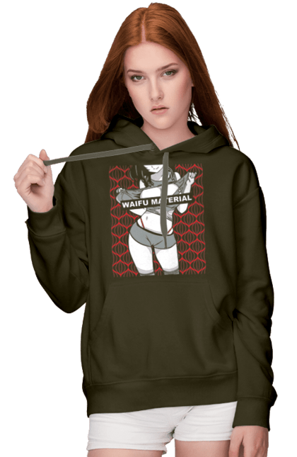 Women's hoodie with prints Waifu. Anime, body, breast, character, fictional character, manga, video game, waifu. 2070702