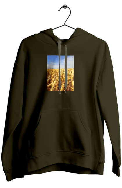 Жіноче худі з принтом "Україна". Голубизна, красота, небо, поле, природа, пшеница. 2070702