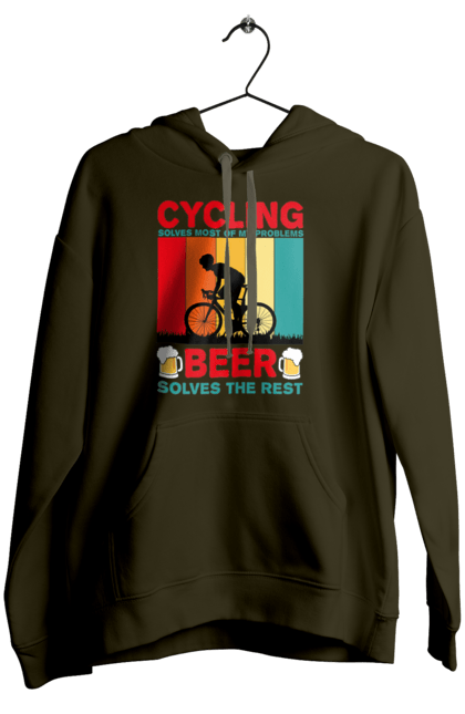 Жіноче худі з принтом "Cycling Beer". Алкоголь, брутальні, велосипед, веселі, для спортсменів, літні, пиво, спорт, чоловічі. 2070702