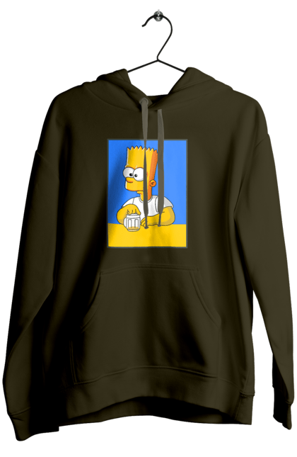 Жіноче худі з принтом "Барт любитель пива". Барт, барт сімпсон, мультперсонажі, мультфільми, сімпсони, український прапор. 2070702