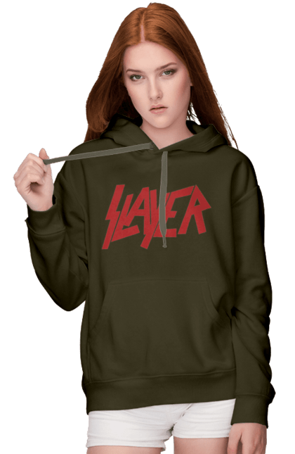 Жіноче худі з принтом "Slayer". Slayer, грув метал, група, метал група, музика, ню метал, спід метал, треш метал, череп. 2070702