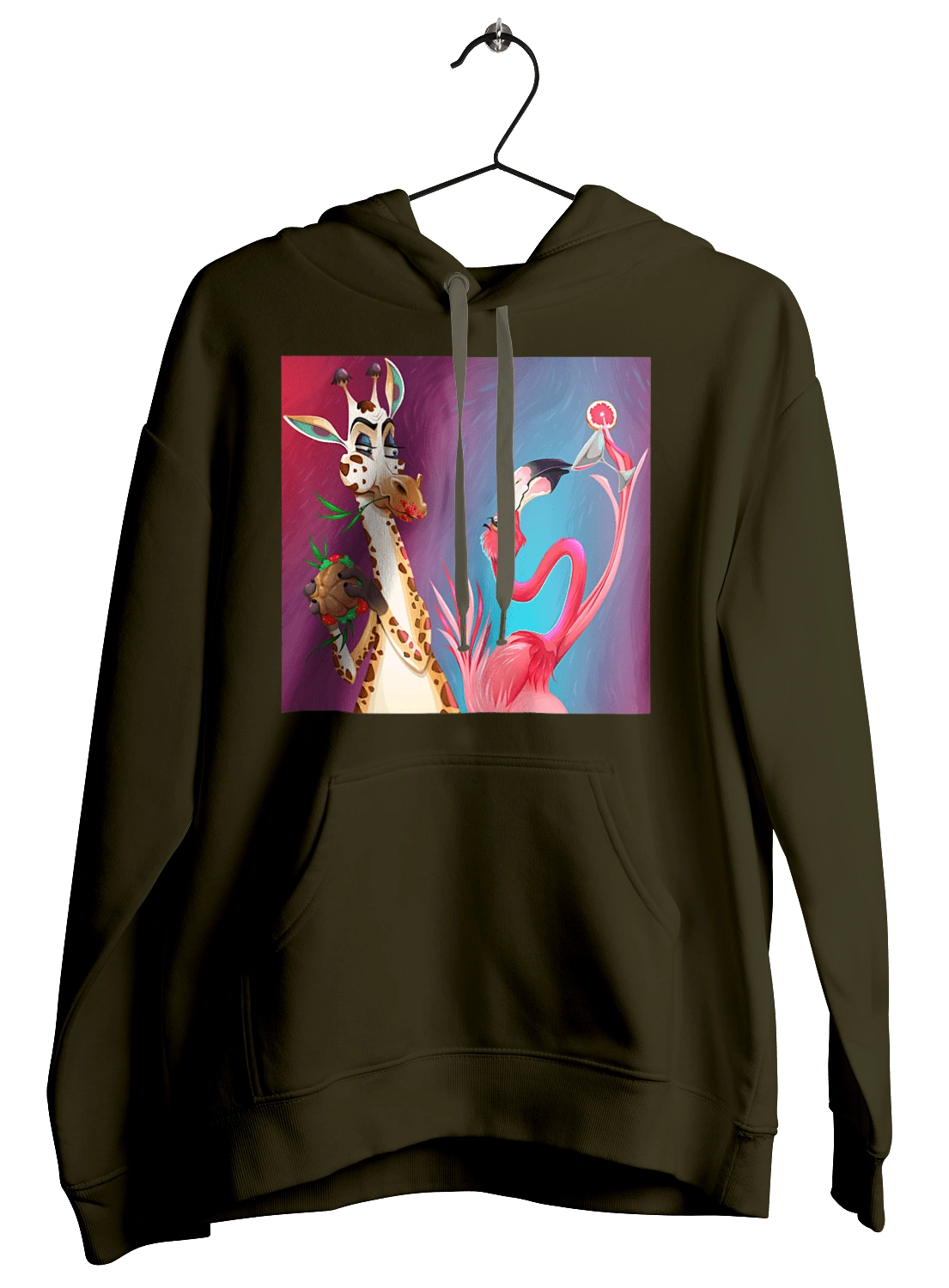 Giraffe And Flamingo At The Party