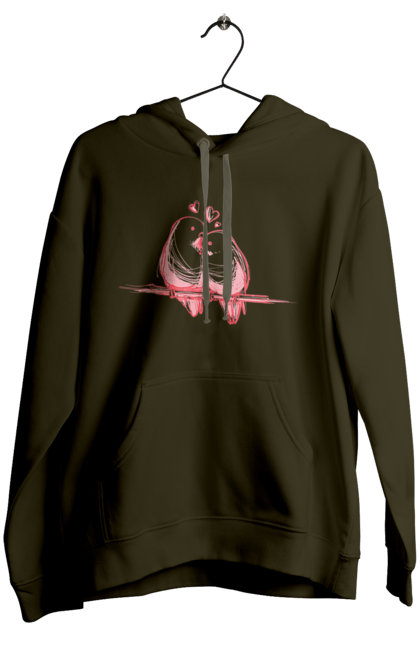 Women`s hoodie with prints Parrots In Love. Lovers, parrots. 2070702