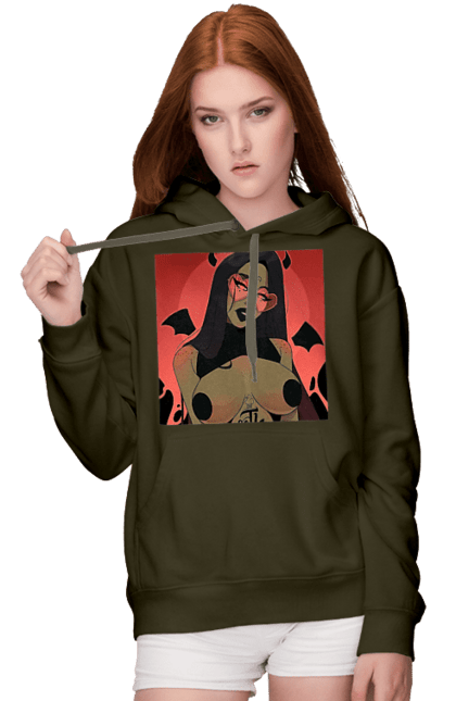 Women`s hoodie with prints Devil With Tits. Devil, naked, tits. 2070702